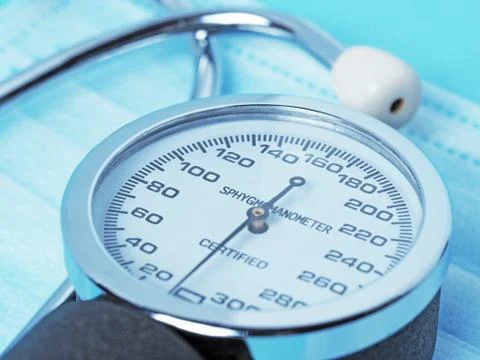 Close-up of the screen from a tonometer, a device for measuring blood pressur Stock Photos