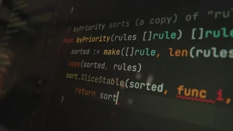 Close-up of screen where visible programming code. Stock Footage 251546572