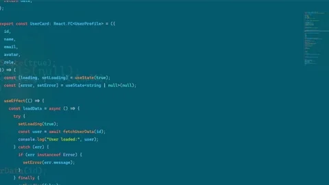 Close up of scrolling computer code on a dark screen for software development Stock Footage 339973504