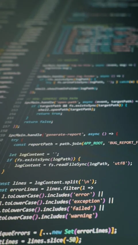 Close Up Of Scrolling Javascript Code On Dark Screen App Interface Stock Footage 328253544