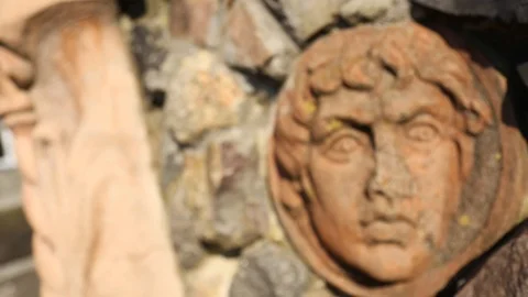 Close up of the sculpture of the face Stock Footage 91034040