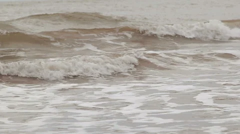 Close Up of Sea Waves Breaking Gently on the Beach Stock-Footage 46510283