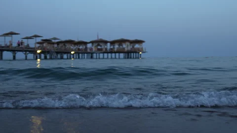 Close up sea waves during sunset time Stock Footage 278006046