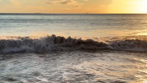 Close Up of Sea Waves Rolling and Crashing in the Ocean Stock Footage 345953798