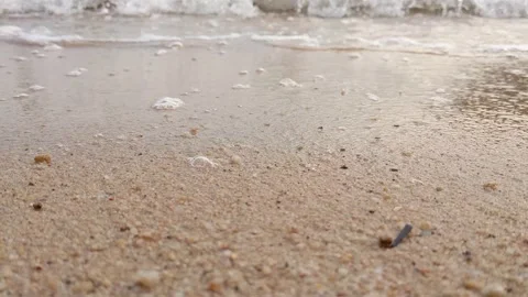 Close up of sea waves surging on the beach Stock Footage 143943600