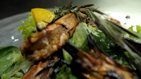 A Close-up Seafood Dish Stock Footage 131365800