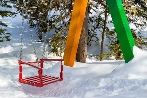 Close-up of the seat of a swing Stock Photos