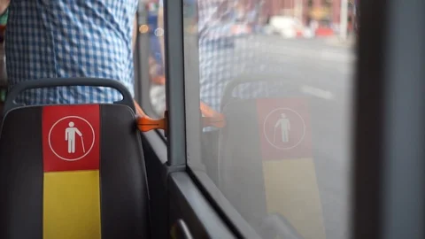 Close up seating for the disabled and the elderly at transportation Stock Footage 112288249