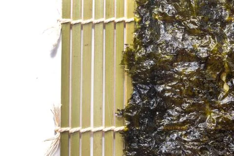 Close up of seaweed sheet on white background Stock Photos