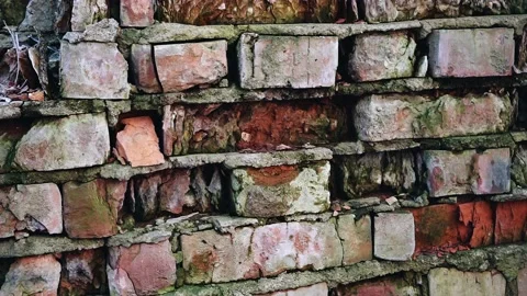 Close-up of the second broken brick wall Stock Footage 231571468