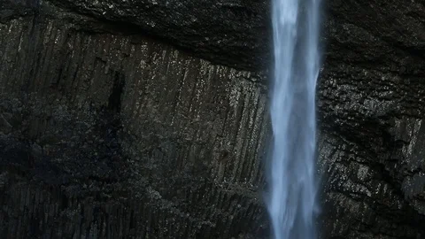 Close Up of Section of Latourell Falls - Shallow Depth of Field Stock Footage 100532416