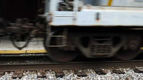Close up on a section of old rusting railway tracks Stock Footage 150476122