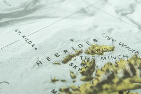 Close-up section of a topographical map showing contour lines, shading, pla.. Stock Photos