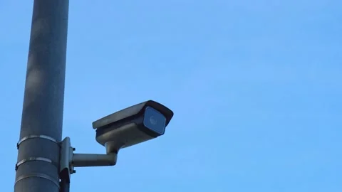 Close-up Of Security Camera On The Street. Focus on security CCTV camera Stock Footage 233846687