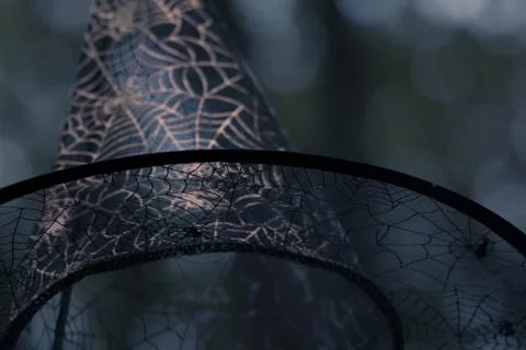 Close Up Of See Through, Cobweb Patterned Witches Hat 写真素材