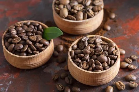 Close up selection fresh coffee beans Stockfoto's