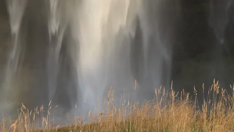 Close up of Seljalandsfoss waterfall Stock Footage 91254847