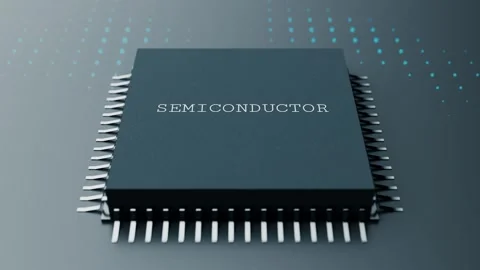 Close up of semiconductor processor chip with digital data Stock Footage 339747673