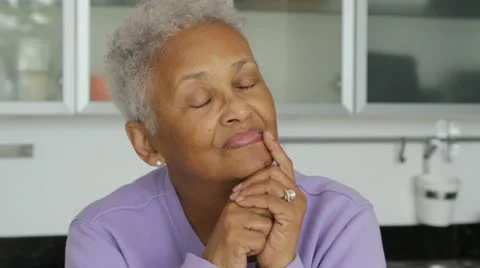 Close up of senior African American woman being confident Stock Footage