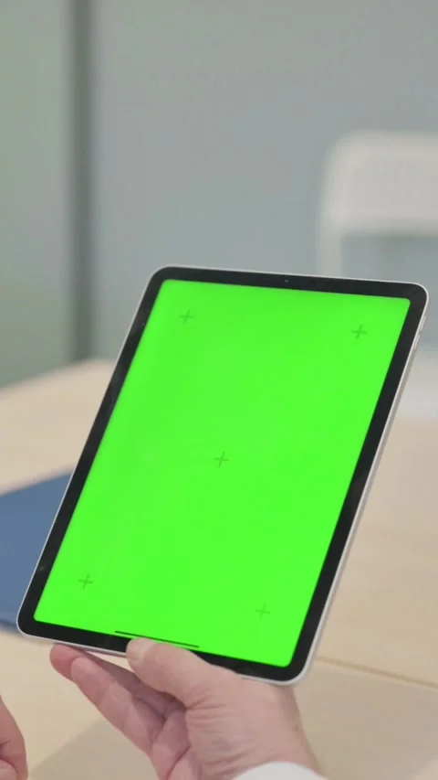 Close Up of Senior Doctor Using Digital Tablet with Green Screen, vertical video Video stock 328974797