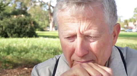Close Up of Senior Elderly Man Thinking Stock Footage 48342741