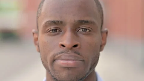 Close Up of Serious African Man Stock Footage 136030233