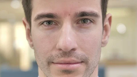 Close Up of Serious Man Face in Glasses Stock Footage 104429314