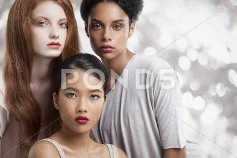Close up of serious women posing Stock Photos