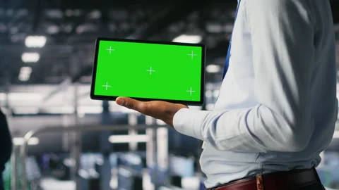 Close up of server farm developer using isolated screen tablet Video stock 310782003