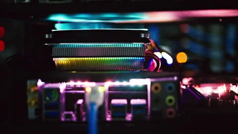 Close up of a server with flashing colourful lights in a data center Stock Footage 287405429