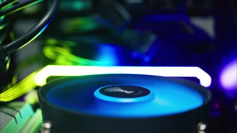 Close up of a server with flashing colourful lights in a data center Stock Footage 287405714