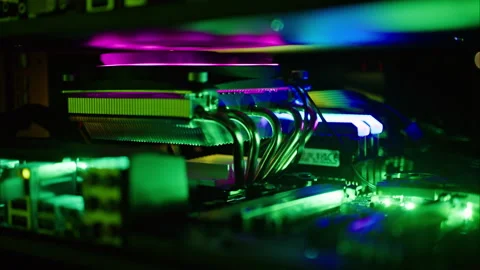 Close up of a server with flashing colourful lights in a data center Stock Footage 287406422