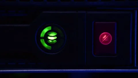 Close up of a server with flashing colourful lights in a data center Stock Footage 287407370