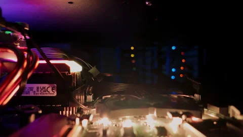 Close up of a server with flashing colourful lights in a data center Stock Footage 289840328