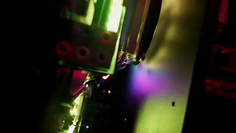 Close up of a server with flashing colourful lights in a data center Stock Footage 289842533