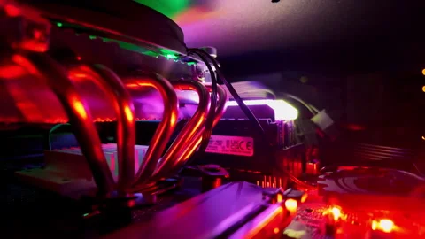 Close up of a server with flashing colourful lights in a data center Stock Footage 289843066