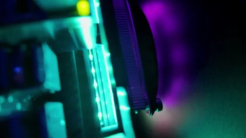 Close up of a server with flashing colourful lights in a data center Stock Footage 289843305