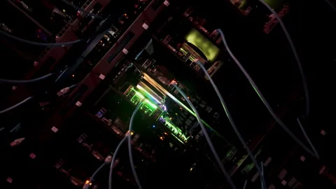 Close up of a server with flashing colourful lights in a data center Stock Footage 289845128
