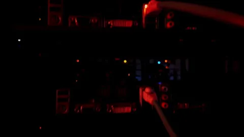 Close up of a server with flashing red lights in a data center Stock Footage 289840405