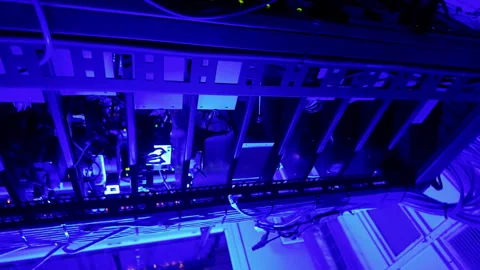Close up of a server with flashing red lights in a data center Stock Footage 289845129