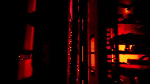 Close up of a server with flashing red lights in a data center Stock Footage 289845396