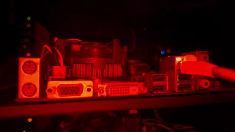 Close up of a server with flashing red lights in a data center Stock Footage 290018258