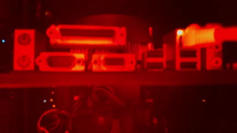 Close up of a server with flashing red lights in a data center Stock Footage 290018294