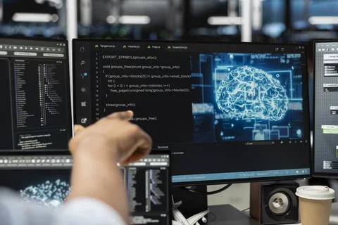 Close up of server hub expert using artificial intelligence to reduce downtime Stock Photos