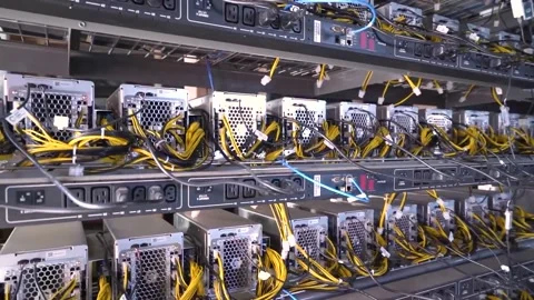 Close Up of Servers Racks With GPU For Bitcoin Mining. Video stock 169767014