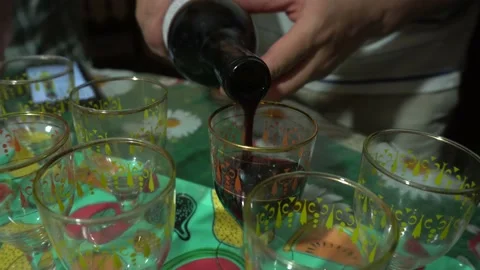 Close-up serving wine in crystal glasses Stock Footage 146676553