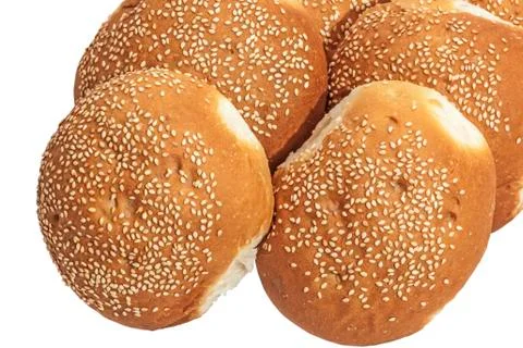 Close Up of Sesame Seed Covered Bread Rolls Stock Photos