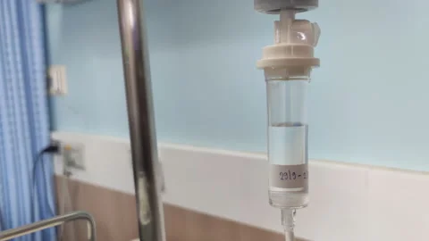 Close up set iv fluid intravenous drop saline drip Stock Footage 162206027