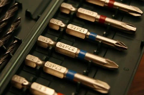 A close-up of a set of new bits Stock Photos