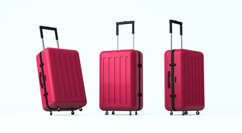 Close up set of red suitcases mock up Stock Illustration